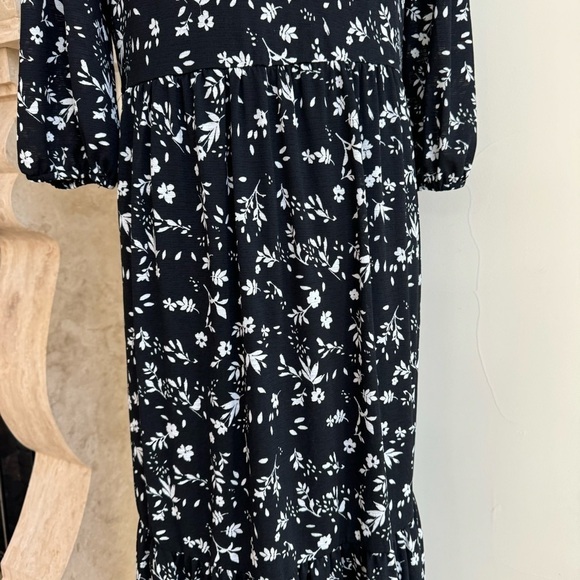 Jane and Delancey Black Floral Stretch High Waist A Line Midi Womens Size M - Picture 8 of 15
